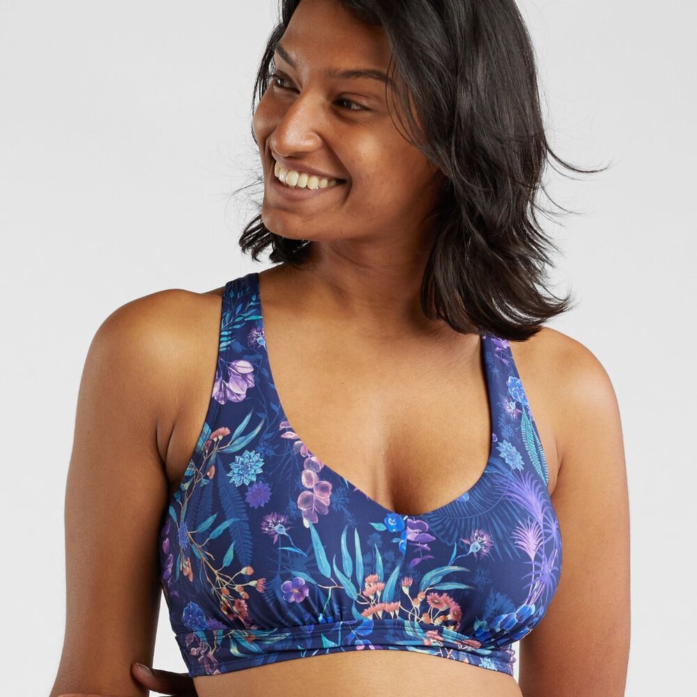 Title Nine Phenom underwire swim top 32D/34D Botanique print